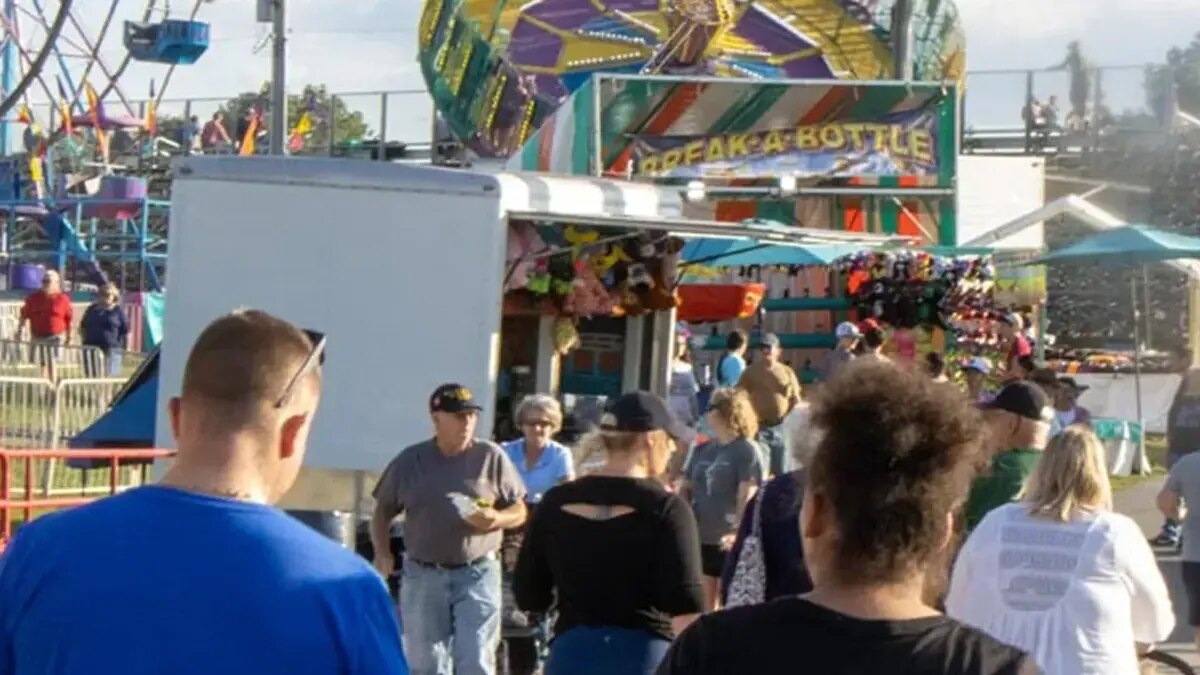 The midway and rides at the Hancock County Fairgrounds in Findlay